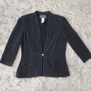 Alex Evenings Twin-set Blazer And Tank Top Set Black & Silver Women's Size Small